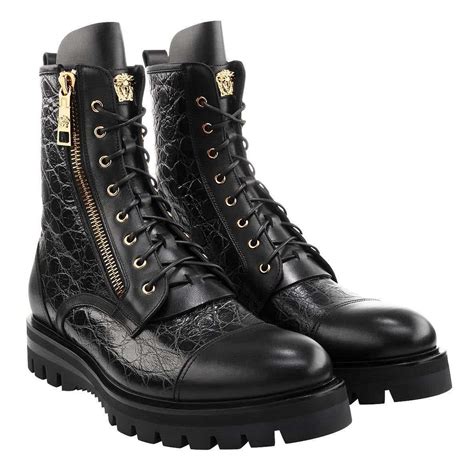 versace crocodille embossed military boot|Versace Military Boots .